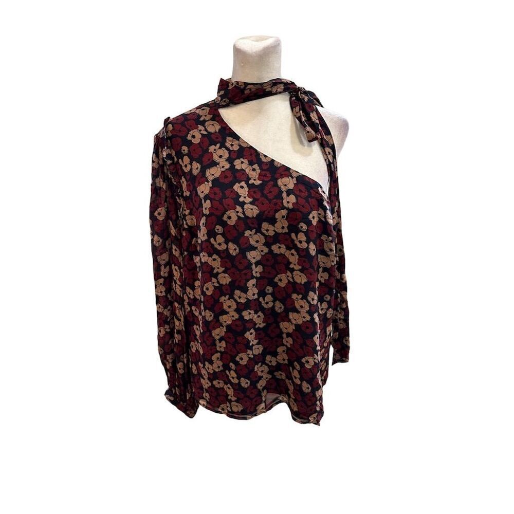 Polo Ralph Lauren Women's Floral One-Shoulder Tie-Neck Blouse Size 18 NW